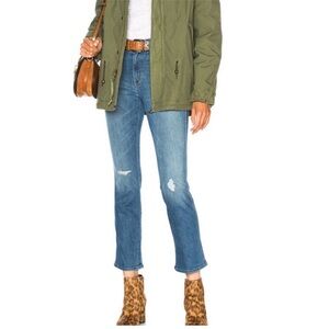 MOTHER Rascal Distressed Straight Leg Ankle Jeans in Wild